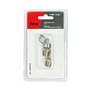 FUBAG Переходник 1/4 дюйма M на елочку 6мм с обжимным кольцом 9Х11мм, блистер 2шт