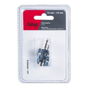 FUBAG Переходник 10мм елочка на елочку с 2- мя обжимными кольцами 15Х18мм, блистер 1 шт