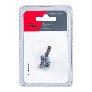 FUBAG Переходник 6мм елочка на елочку с 2- мя обжимными кольцами  9Х11мм, блистер 1 шт
