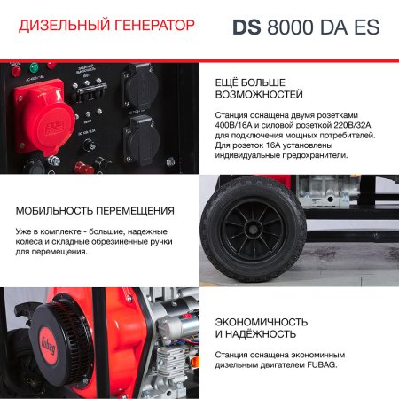 FUBAG Дизельный генератор (трехфазный) с электростартером и коннектором автоматики DS 8000 DA ES в Астрахани фото