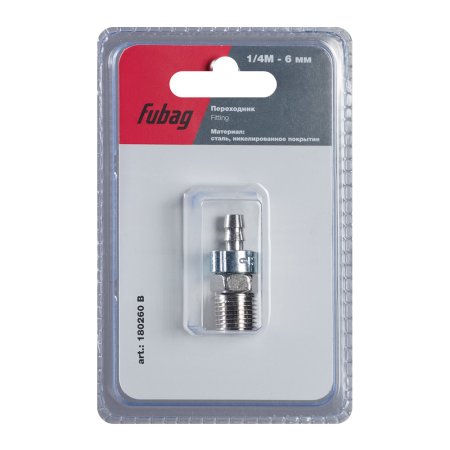 FUBAG Переходник 1/4 дюйма M на елочку 6мм с обжимным кольцом 9Х11мм, блистер 1 шт в Астрахани фото