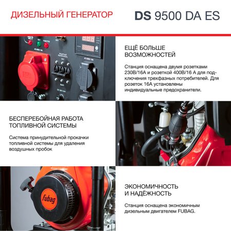 FUBAG Дизельный генератор (трехфазный) с электростартером и коннектором автоматики DS 9500 DA ES в Астрахани фото