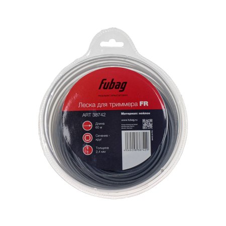 Триммерная леска FUBAG сечение круглое L 60 м * 2,4 мм