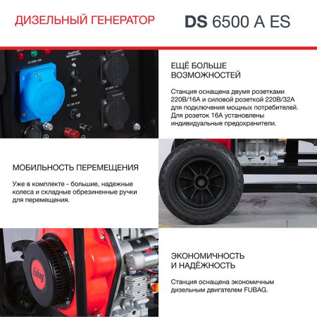 Дизельный FUBAG DS 6500 A ES генератор с электростартером и коннектором автоматики в Астрахани фото