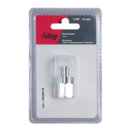 FUBAG Переходник 1/4 дюйма F на елочку 6мм с обжимным кольцом 9Х11мм, блистер 1 шт в Астрахани фото