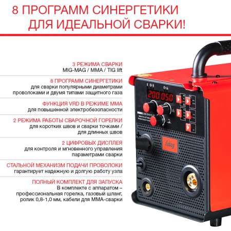 FUBAG Сварочный полуавтомат IRMIG 208 SYN PLUS c горелкой FB 250 3m в Астрахани фото